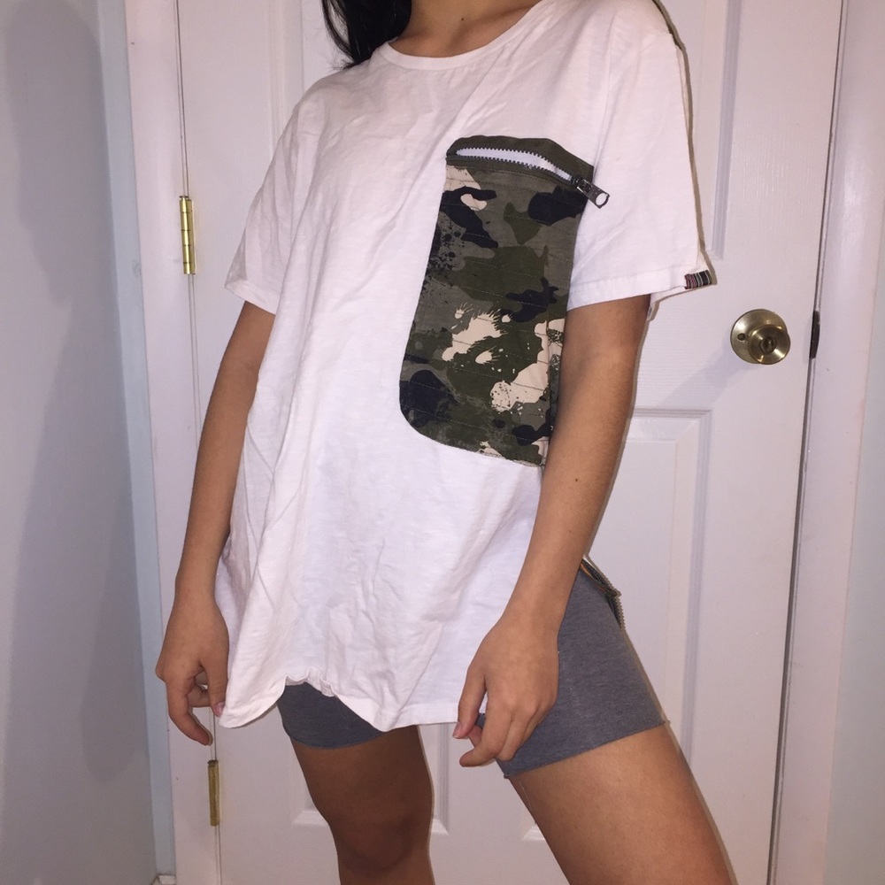 White shirt with camo details